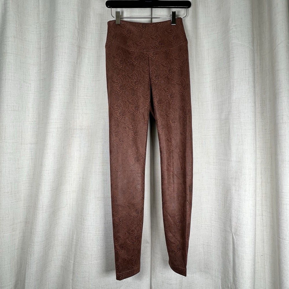 New! White House Black Market Suede Legging‎ Whisky Floral Paisley Brown Size 2